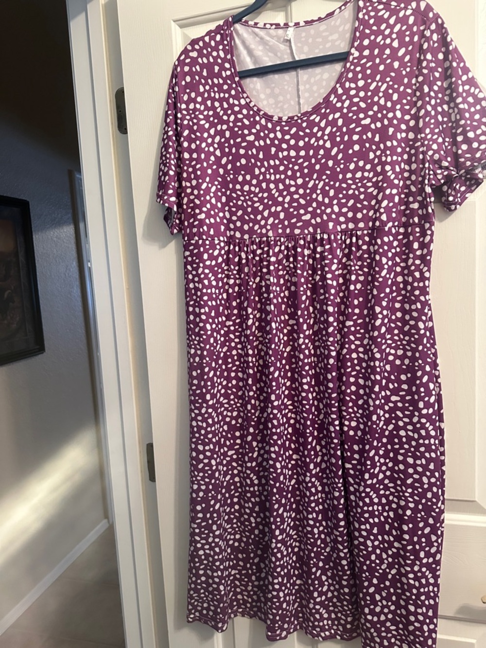 Purple White Dot Knit Babydoll Dress